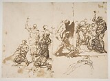 The Raising of Lazarus, Salvator Rosa  Italian, Pen and brown ink, brush and brown wash, over a little black chalk