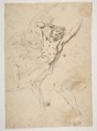 Study for a Prometheus Bound (recto); slight sketch of head and shoulders of man in lead pencil (verso), Salvator Rosa (Italian, Arenella (Naples) 1615–1673 Rome), Pen, brown ink and lead graphite