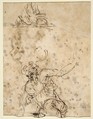 Studies for a Figure Lifted from a Grave or Pit by Cords (recto); Further Study of the Same Figure (verso), Salvator Rosa (Italian, Arenella (Naples) 1615–1673 Rome), Pen and brown ink (recto and verso)
