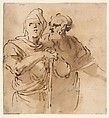 Two Men Seen Three- Quarter Length, Salvator Rosa (Italian, Arenella (Naples) 1615–1673 Rome), Pen and brown ink, brown wash