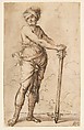 Turbaned Warrior Holding a Mace, Salvator Rosa (Italian, Arenella (Naples) 1615–1673 Rome), Pen and brown ink, brown wash, over a little black chalk