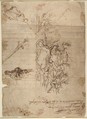Study for a Judgment of Paris and Other Figure Studies, Salvator Rosa (Italian, Arenella (Naples) 1615–1673 Rome), Pen and brown ink, over black chalk