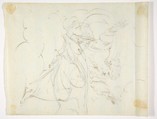 God The Father Creating (?) (recto); Study of neo-classical statue of a nude male (verso), Luigi Sabatelli (Italian, Florence 1772–1850 Milan), Pen and brown ink over graphite (recto); graphite (verso)