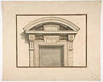 Drawing for a Door Frame, Lorenzo Sarti (Italian, Bologna, 18th century), Pen and gray-green wash