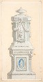 Design for an ornamented stone pedastal surmounted by an urn, Jules-Edmond-Charles Lachaise French, graphite and watercolor heightened with white on wove paper; mounted on laid paper
