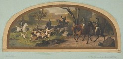 Hunting Scene; Mural design for a lunette in the library of the Chateau de Lude (Sarthe), Jules-Edmond-Charles Lachaise  French, Oil paint on canvas