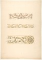 Three ornamental motifs in rococco style, Jules-Edmond-Charles Lachaise  French, graphite, pen and ink and watercolor on wove paper