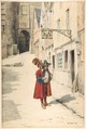 Wandering Minstrel; Old Nuremberg, Alexandre-Louis Leloir (French, Paris 1843–1884 Paris), Watercolor