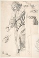 Standing Draped Female Figure, Henri Lehmann (French, Kiel 1814–1882 Paris), Graphite and estompe