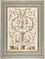 Design for an Arabesque, Etienne de Lavallée-Poussin (French, Rouen 1733–1793 Paris), Pen and gray and brown ink, brush and colored wash