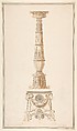 Design for a candlestick, Adolph-Jean LaVergne (French, 19th Century), Pen and black ink, brush and brown wash