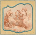 Two putti seated on clouds, Jules-Edmond-Charles Lachaise  French, Oil paint over graphite