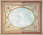 Design for a ceiling of trompe l'oeil sky, Jules-Edmond-Charles Lachaise  French, Graphite, pen and black ink, gouache, and watercolor