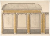 Design for wall panels with putti and flowered garlands, Jules-Edmond-Charles Lachaise  French, Graphite, pen and black ink, and watercolor