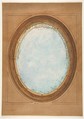 Design for a ceiling with trompe l'oeil balustrade and sky, Jules-Edmond-Charles Lachaise  French, Graphite, pen and black ink, and watercolor