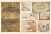 Eight designs for a ceiling, Jules-Edmond-Charles Lachaise  French, Graphite, gouache, and watercolor