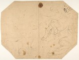 Design for a ceiling painted with putti, garlands, and swags, Jules-Edmond-Charles Lachaise (French, died 1897), graphite and watercolor on wove paper