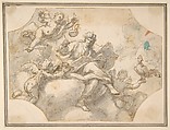 Allegorical Figure of Study, Francesco Solimena (Italian, Canale di Serino 1657–1747 Barra), Pen and brown ink, brush and gray wash, over black chalk