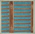 Design for the decoration of a beamed ceiling, Jules-Edmond-Charles Lachaise  French, graphite and watercolor on wove paper; inlaid in blue wove paper