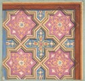 Partial design for the decoration of a ceiling, Jules-Edmond-Charles Lachaise  French, graphite, pen and ink, watercolor and gouache on wove paper;  inlaid in blue wove paper