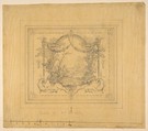 Design for a panel painted with a pastoral scene and rococco motifs, Jules-Edmond-Charles Lachaise  French, graphite on tracing paper; mounted on wove paper