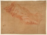 Landscape with Mountains, Antonio d'Enrico Tanzio (Tanzio da Varallo) (Italian, Riale d'Alagna 1575/80–1632/33 Novara), Red chalk, highlighted with white chalk, on pink prepared paper