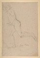 Nude Youth Running (recto); Standing Draped Old Man with Left Hand Upraised (verso), Pietro Testa (Italian, Lucca 1612–1650 Rome), Black chalk on gray paper (recto); black chalk with traces of white chalk (verso)