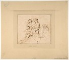 The Holy Family with Attendant Angels, Pietro Testa (Italian, Lucca 1612–1650 Rome), Pen and brown ink (recto); fragmentary copy in pen and brown ink of figures in Mantegna's engraving, the Senators (verso) (Bartsch, 8, pp. 234-235, no. 11)