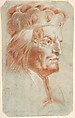 Bust-Length Study of a Man Wearing a Hat in Three-Quarter View (a Frankish Nobleman), Lorenzo Tiepolo  Italian, Red and white chalk, some black chalk