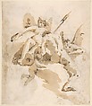 Design for a Ceiling (recto); Bearded Man Standing (verso), Circle of Giovanni Battista Tiepolo (Italian, Venice 1696–1770 Madrid), Pen and brown ink, brush and brown wash, over black chalk (recto); brush and brown wash, over black chalk (verso)