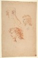 Studies for the Archangel Gabriel (recto and verso), Nicolas Mignard (French, Troyes 1606–1668 Paris), Red and black chalk, over graphite, on light brown paper (verso, same media)