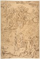 The Baptism of Christ, Raymond de La Fage (French, Lisle-sur-Tarn 1650–1684 Lyon), Pen and brown ink, heightened with white, on beige paper
