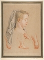 Head of a Young Girl and Studies of Hands and of her Right Foot, Charles de la Fosse (French, Paris 1636–1716 Paris), Black, red and white chalk, touches of yellow and pink pastel, on beige paper