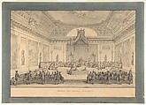 Assemblée des Notables, Versailles, 1787, Jean Michel Moreau le Jeune (French, Paris 1741–1814 Paris), Pen and black ink, gray wash, over traces of graphite.