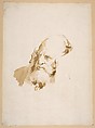 Head of a Man Wearing a High Collar, Giovanni Battista Tiepolo (Italian, Venice 1696–1770 Madrid), Pen and brown ink, brush with pale and dark brown wash, over traces of black chalk