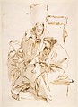 The Holy Family, Giovanni Battista Tiepolo (Italian, Venice 1696–1770 Madrid), Pen and brown ink, brush and brown wash, over black chalk (recto); red chalk (verso)