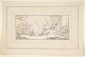 Illustration for a Book:  Supplicants Imploring an Emperor for Peace, Giovanni Battista Tiepolo (Italian, Venice 1696–1770 Madrid), Black chalk.   Horizontal and vertical centering lines ruled in faint black chalk