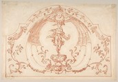 Design for a Decorative Panel with a Flutist (recto); Design for molding (verso), Gilles-Marie Oppenord (French, Paris 1672–1742 Paris), Red chalk (recto); black chalk (verso)