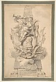 Design for a Monument to a Military Leader, Gilles-Marie Oppenord (French, Paris 1672–1742 Paris), Pen and dark brown ink, brush and gray wash. Framing lines in pen and gray and brown ink