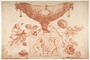 Wine Cooler or Vase on a Classical Pedestal, Aubert Henri Joseph Parent (French, Cambrai 1753–1835 Valenciennes), Red chalk over graphite underdrawing