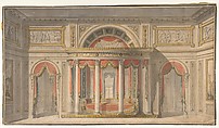 Design for a Bedroom, School of Charles Percier (French, Paris 1764–1838 Paris), Pen and ink, brush and wash and watercolor and laid paper