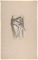 Drapery Study for Clovis (middle register; study for wall paintings in the Chapel of Saint Remi, Sainte-Clotilde, Paris, 1858), Isidore Pils (French, Paris 1813/15–1875 Douarnenez), Black chalk, stumped, white and red chalk, on light gray paper