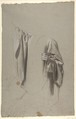 Drapery Study for Saint Remi (middle register; study for wall paintings in the Chapel of Saint Remi, Sainte-Clotilde, Paris, 1858), Isidore Pils (French, Paris 1813/15–1875 Douarnenez), Black chalk, stumped, heightened with white chalk, on gray paper