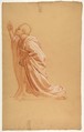 Cleric (lower register; study for wall paintings in the Chapel of Saint Remi, Sainte-Clotilde, Paris, 1858), Isidore Pils (French, Paris 1813/15–1875 Douarnenez), Red and white chalk, traces of black chalk, on beige paper