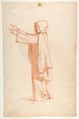 Monk (lower register; study for wall paintings in the Chapel of Saint Remi, Sainte-Clotilde, Paris, 1858), Isidore Pils (French, Paris 1813/15–1875 Douarnenez), Red chalk, stumped, traces of black chalk