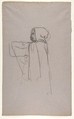Monk (lower register); verso:  Drapery Study for a Bishop (lower register); (studies for wall paintings in the Chapel of Saint Remi, Sainte-Clotilde, Paris, 1858), Isidore Pils (French, Paris 1813/15–1875 Douarnenez), Black chalk on gray paper (recto); red chalk (verso)