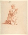 Cleric (lower register; study for wall paintings in the Chapel of Saint Remi, Sainte-Clotilde, Paris, 1858), Isidore Pils (French, Paris 1813/15–1875 Douarnenez), Red chalk