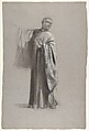 Drapery Study for a Cleric (lower register); verso:  Sleeve of a Cleric; (studies for wall paintings in the Chapel of Saint Remi, Sainte-Clotilde, Paris, 1858), Isidore Pils (French, Paris 1813/15–1875 Douarnenez), Black chalk, stumped, heightened with white chalk, on gray paper (recto); black chalk (verso)