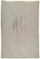 Drapery Study for a Cleric (lower register); verso:  Sleeve of a Cleric; (studies for wall paintings in the Chapel of Saint Remi, Sainte-Clotilde, Paris, 1858), Isidore Pils (French, Paris 1813/15–1875 Douarnenez), Black chalk, stumped, heightened with white chalk, on gray paper (recto); black chalk (verso)
