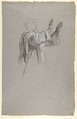 Cleric with Raised Arms (lower register?; study for wall paintings in the Chapel of Saint Remi, Sainte-Clotilde, Paris, 1858), Isidore Pils (French, Paris 1813/15–1875 Douarnenez), Black chalk, heightened with white chalk, on gray paper